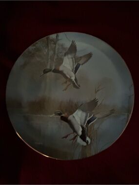 Decorative Mallard Duck Wall Plate in Blue and Brown